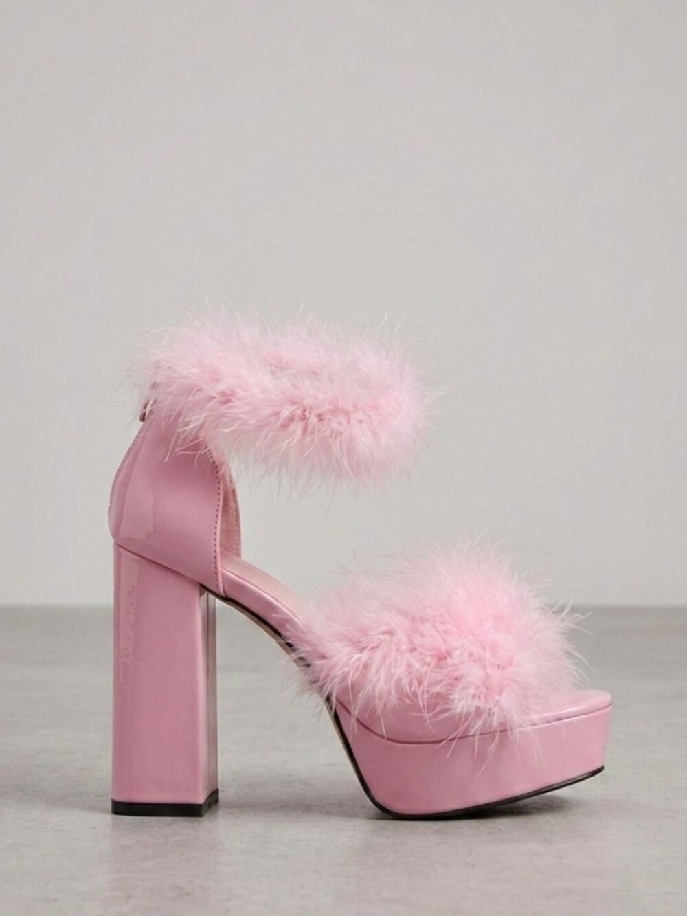 Sugar Thrillz Women's Pink Marabou Fluff High Heel Platforms Size 9 M - Picture 1 of 11